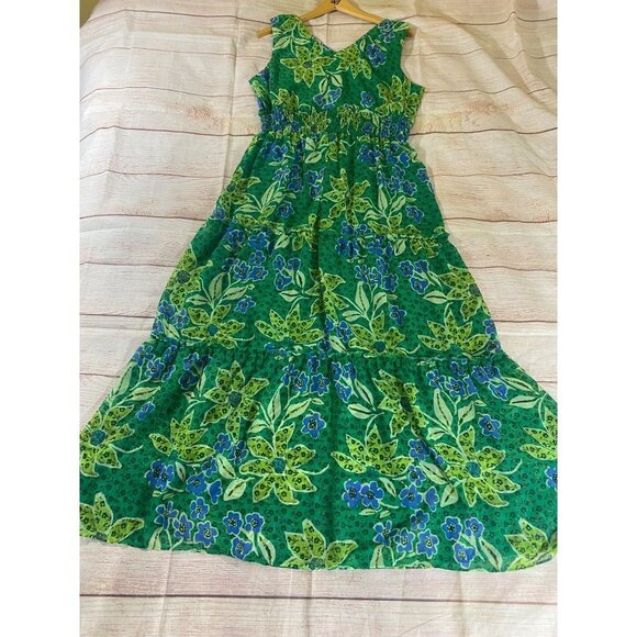 Vintage Rabbit Rabbit Rabbit Women's Green Chiffon Maxi Dress - 14 - Picture 12 of 12